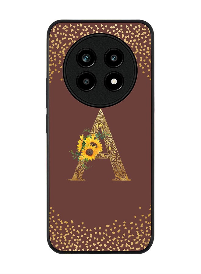 For Realme 13 Pro / 13 Pro+ Case,Slim fit Camera Protection, Shockproof Thin Phone cover  - Custom Floral Monogram - A  (Brown )